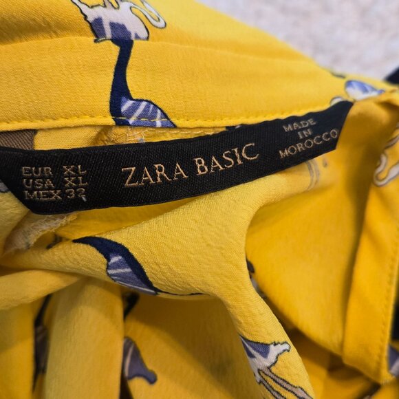 Zara Basic - XL Yellow/Navy Blouse - Pre-owned - Picture 2 of 3